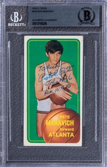 1970/71 Topps #123 Pete Maravich Signed and Inscribed Rookie Card – BGS Authentic